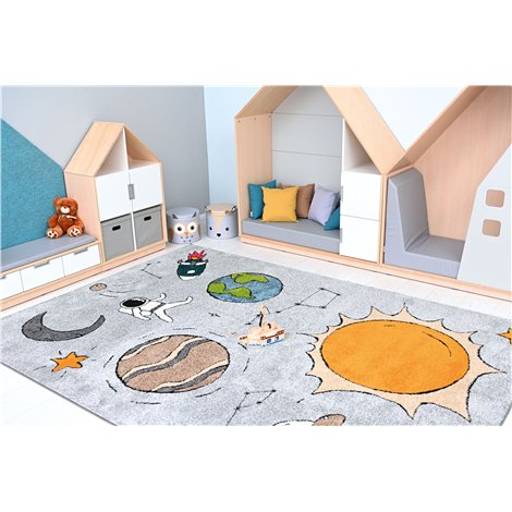 Covor dreptunghiular gri cu design Cosmos, 2.4 x 3.3 m, gradinita, scoala - poza 5