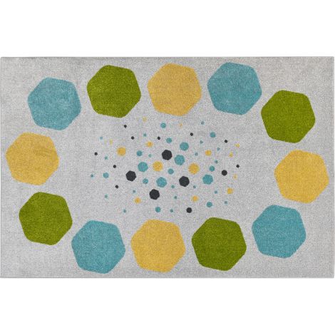 Covor dreptunghiular gri cu hexagoane colorate, 2x3 m, gradinita, scoala - poza 1