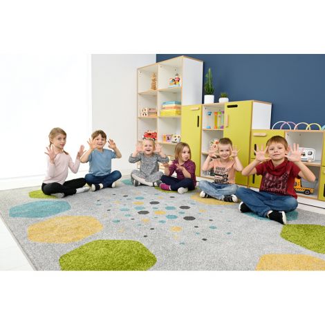 Covor dreptunghiular gri cu hexagoane colorate, 2x3 m, gradinita, scoala - poza 4