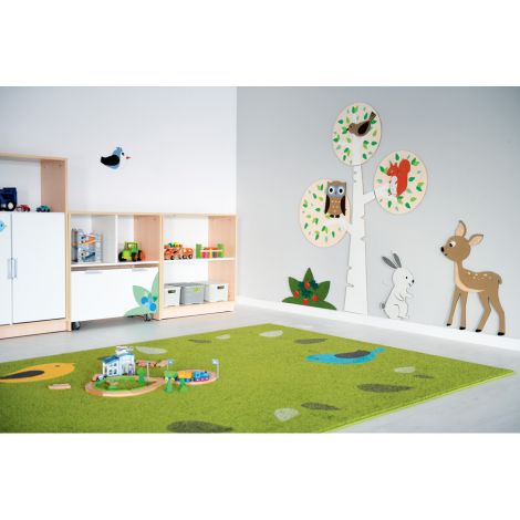 Covor dreptunghiular verde Birds, 3x4 m, gradinita, scoala - poza 4