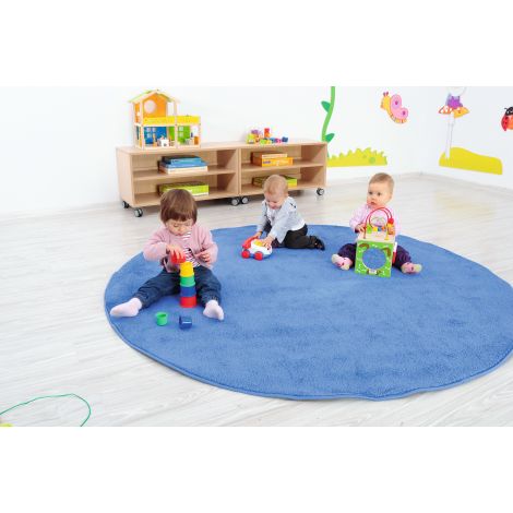 Covor monocrom rotund diametru 200 cm albastru - poza 2