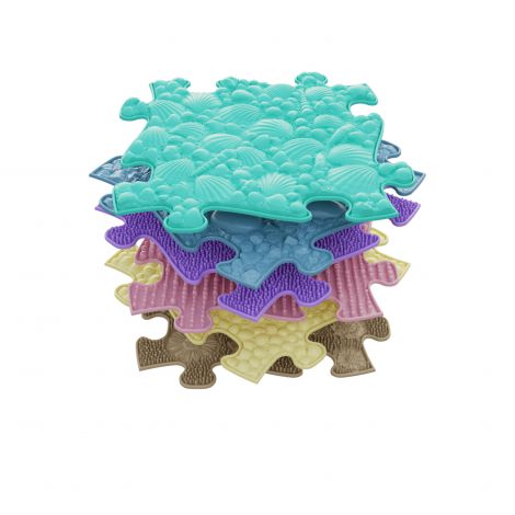 Covoras ortopedic senzorial puzzle Set B pastel pentru bebelusi - poza 1