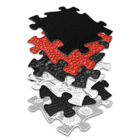 Covoras ortopedic senzorial puzzle Set Rosu si Negru pentru bebelusi Muffik - poza 1