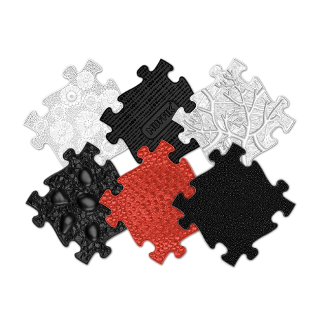 Covoras ortopedic senzorial puzzle Set Rosu si Negru pentru bebelusi Muffik - poza 2