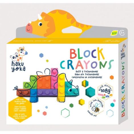Creioane cerate interconectabile Block Crayons - Dinozaur Triceratops, Haku Yoka - poza 1