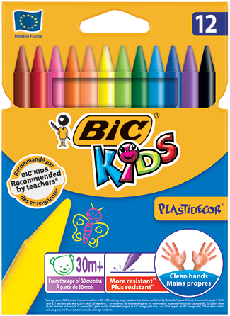 Creioane colorate cerate,12 culori,Bic KIDS PLASTIDECOR