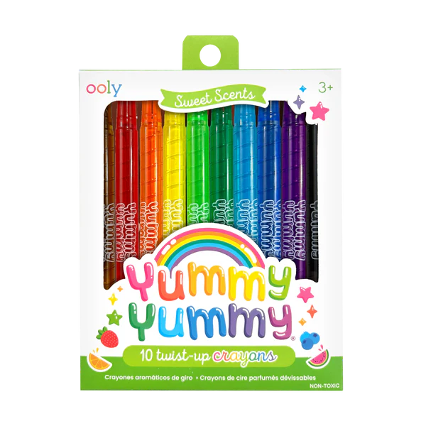 Creioane colorate parfumate rasucibile - Yummy Yummy, set de 10