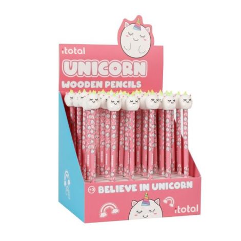 Creion HB, din lemn, design unicorni - poza 1