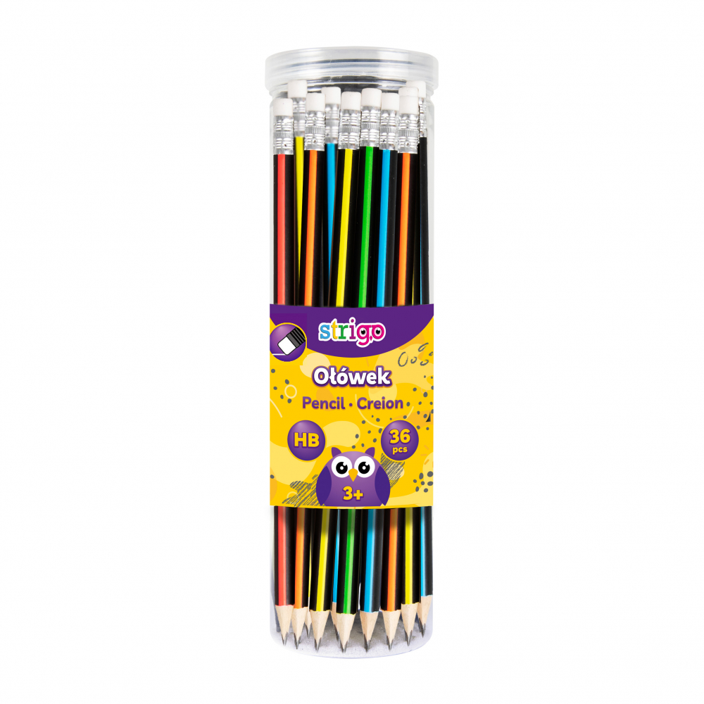 Creion Strigo HB cu guma, culori diverse