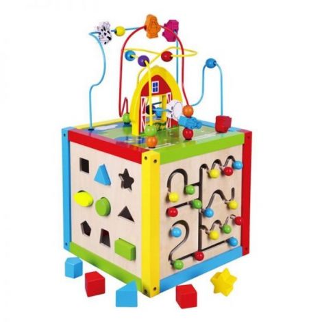Cub din lemn cu activitati educative, 5 in 1, Viga 58506, 1-6 ani - poza 1