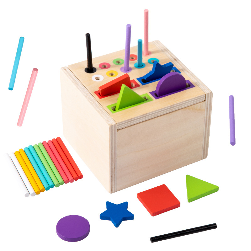 Cub Montessori sortator forme si culori din lemn