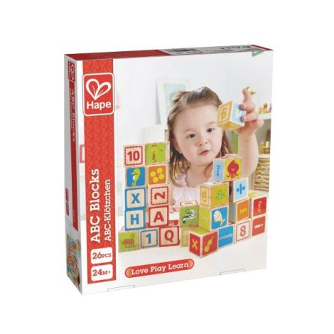Cuburi din lemn cu litere si numere (26 piese) - poza 2