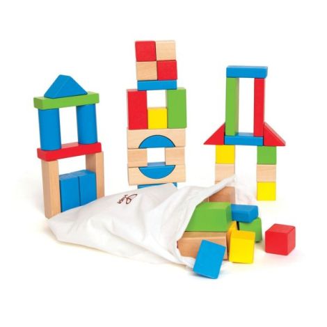 Cuburi din lemn de construit colorate (50 piese) - poza 1