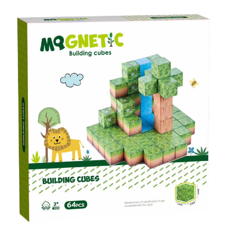 Cuburi magnetice - In natura 64 piese (2.5 cm)
