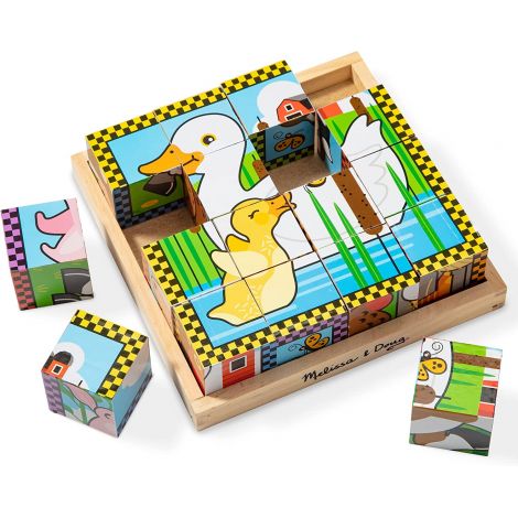 Cuburi puzzle din lemn Ferma Melissa and Doug 0775 - poza 1
