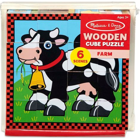 Cuburi puzzle din lemn Ferma Melissa and Doug 0775 - poza 2