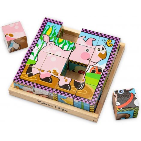 Cuburi puzzle din lemn Ferma Melissa and Doug 0775 - poza 3
