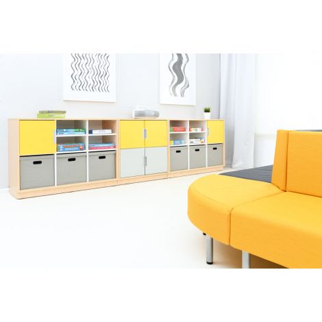 Cutie de depozitare textila pliabila, cu capac, 35,5 x 34,5 x 35 cm, culoare gri - poza 4