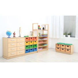 Cutie depozitare inalta din lemn de fag – verde - Flexi - poza 3