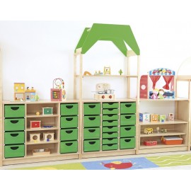 Cutie depozitare inalta din lemn de fag – verde - Flexi - poza 4