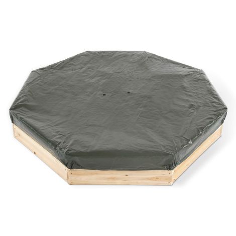 Cutie hexagonala din lemn pentru nisip Giant 150x150 cm, cu bancute si prelata - poza 4