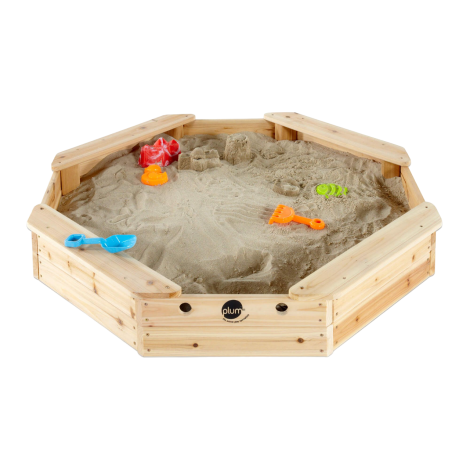 Cutie hexagonala din lemn pentru nisip Treasure Beach 104x104 cm, cu prelata - poza 1