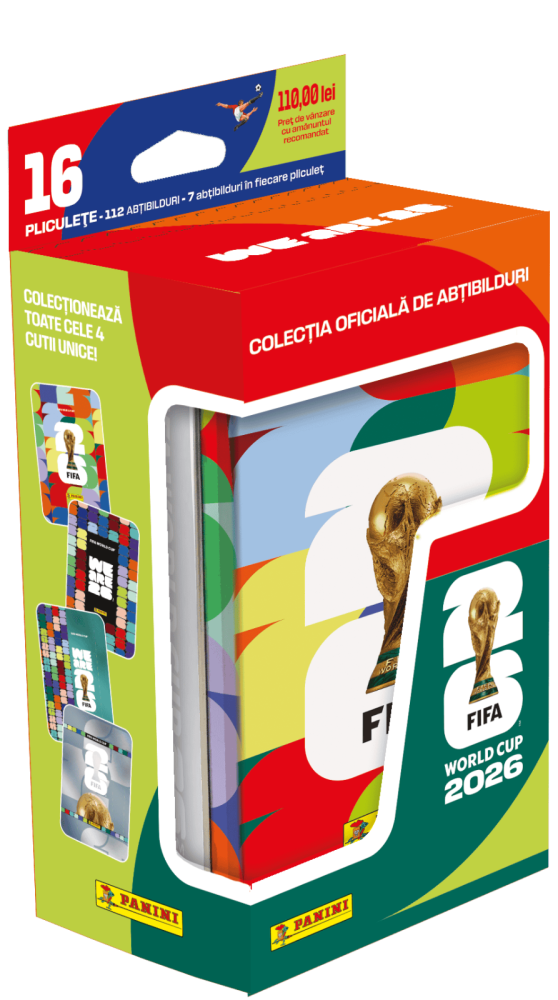 Cutie metalica MEGA TIN cu 16 pachete stickere Panini FIFA World Cup 2026