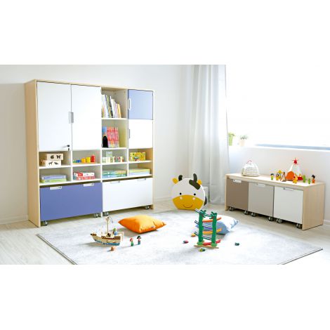 Cutie mica pe roti pentru dulap Quadro albastru - poza 2