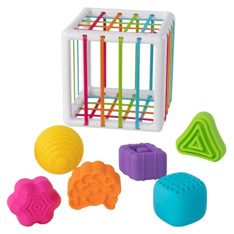 Cutie senzoriala si sortator de forme pentru bebelusi, Fat Brain Toys InnyBin - poza 1