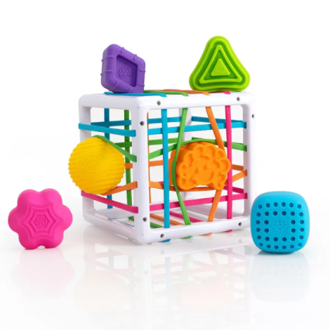 Cutie senzoriala si sortator de forme pentru bebelusi, Fat Brain Toys InnyBin - poza 2