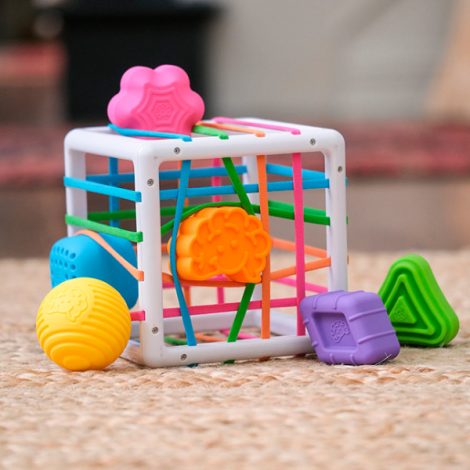 Cutie senzoriala si sortator de forme pentru bebelusi, Fat Brain Toys InnyBin - poza 3