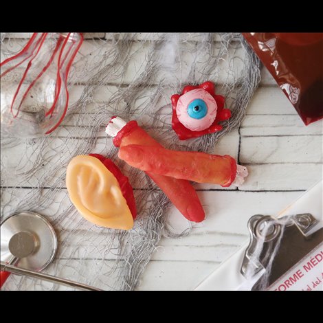 Decor halloween degete, ureche, ochi latex - poza 2
