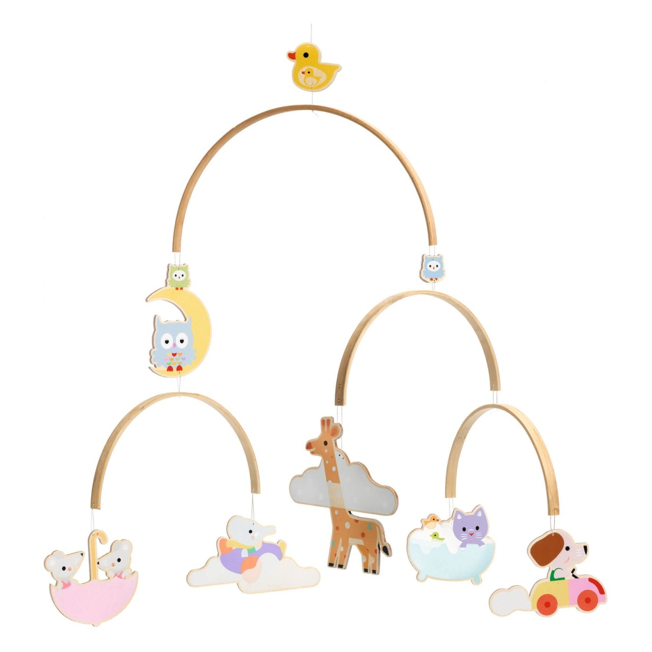 Decoratie mobil lemn, animalute 52 cm