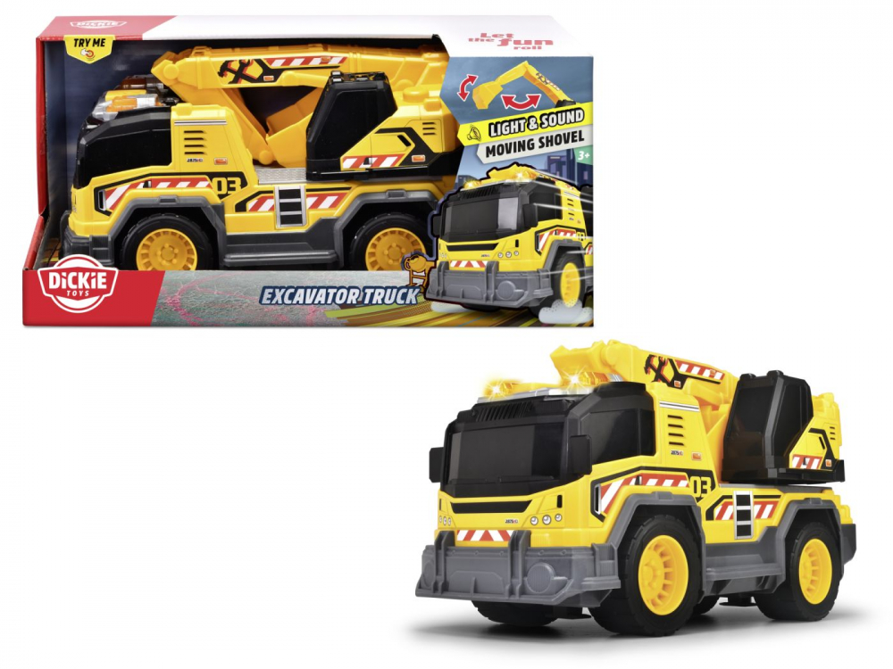 DICKIE CAMION CU EXCAVATOR CU SUNETE SI LUMINI 30CM
