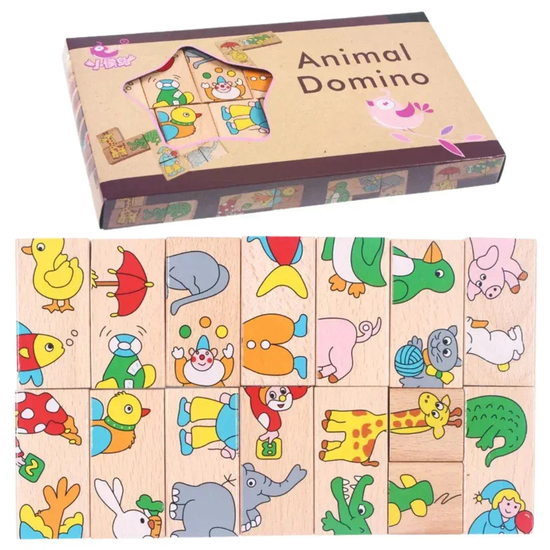 Domino din lemn cu animale colorate - Default Title