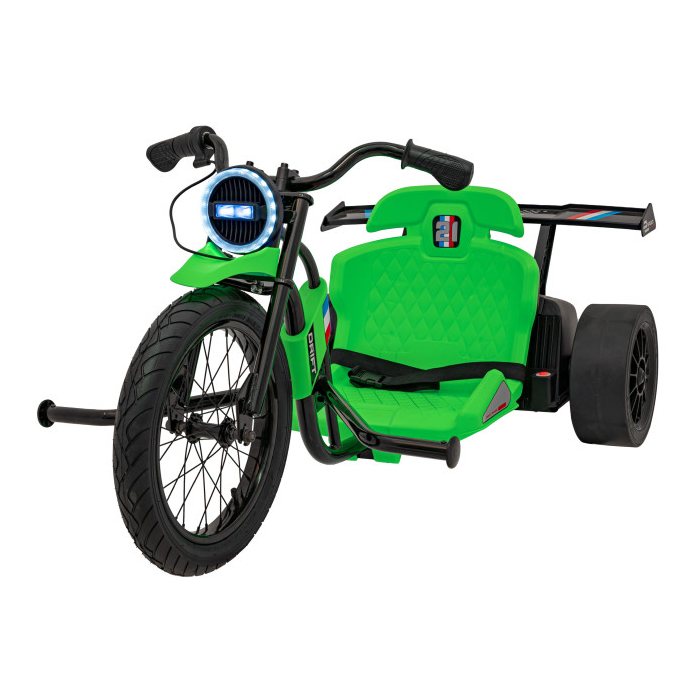 Drift trike electric pentru copii DRIFT BIKE '21 24V 500W faruri cu LED, viteza max 14 km/h (2338) Verde - Autokids.ro - poza 1