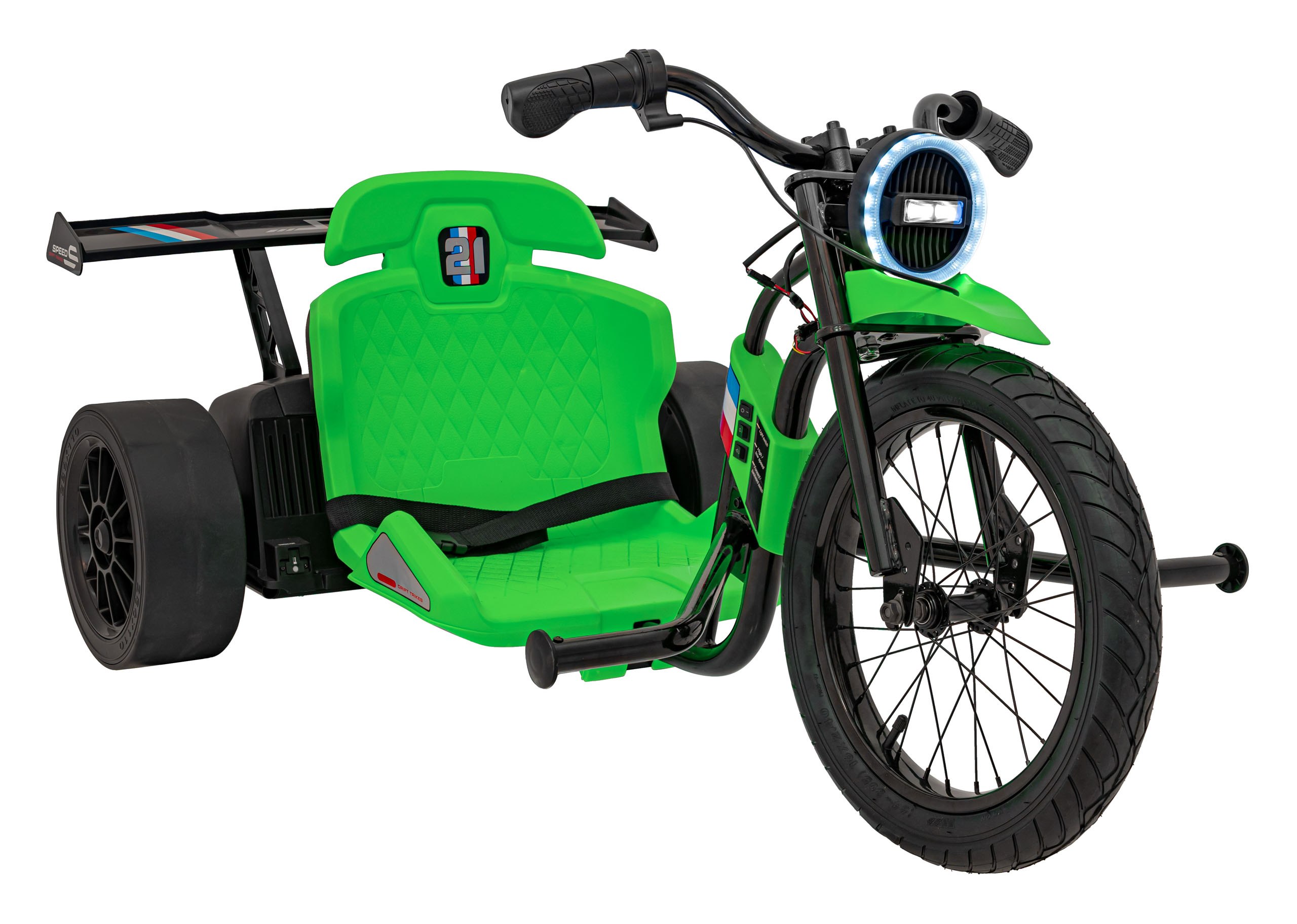 Drift trike electric pentru copii DRIFT BIKE '21 24V 500W faruri cu LED, viteza max 14 km/h (2338) Verde - Autokids.ro - poza 3
