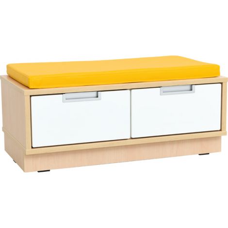 Dulap bancuta Quadro 2 locuri, culoare alb-artar, saltea sezut galben - poza 1