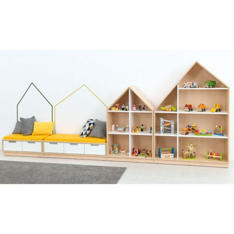 Dulap bancuta Quadro 3 locuri, culoare alb-artar, saltea sezut galben - poza 3