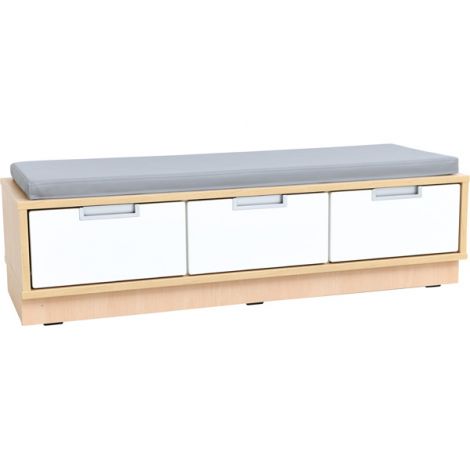 Dulap bancuta Quadro 3 locuri, culoare alb-artar, saltea sezut gri - poza 1