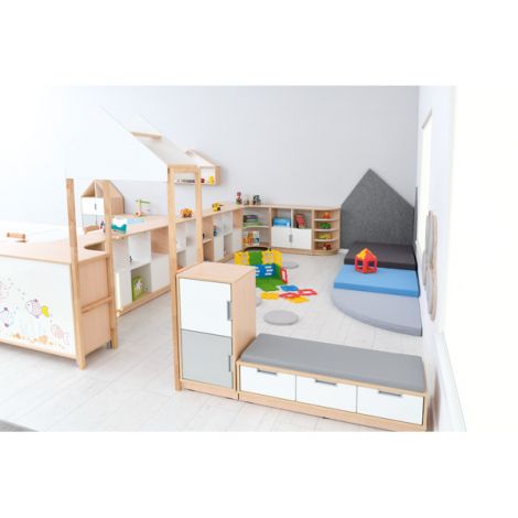 Dulap bancuta Quadro 3 locuri, culoare artar, saltea sezut gri - poza 3