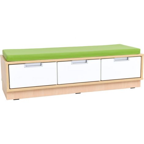 Dulap bancuta Quadro 3 locuri, culoare artar, saltea sezut verde mar - poza 1