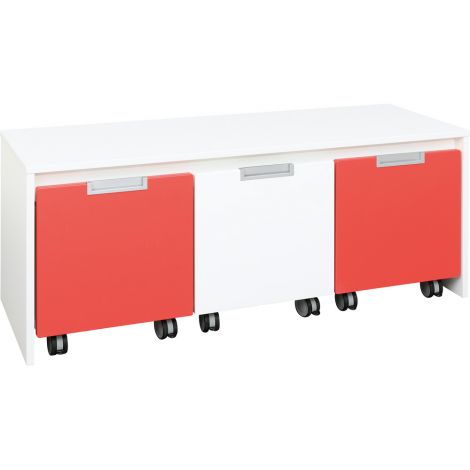 Dulap-bancuta Quadro alb pentru 3 cutii mici pe roti - poza 4