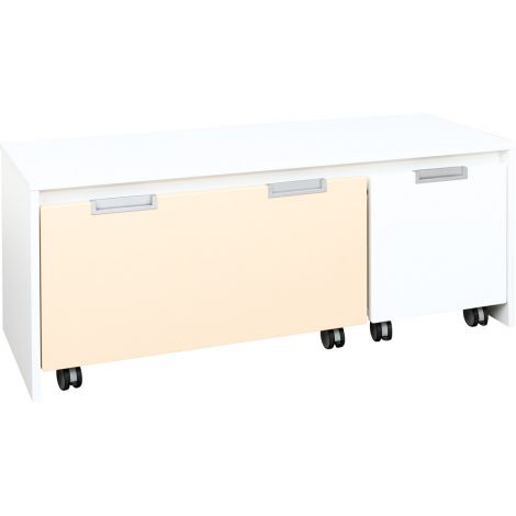 Dulap-bancuta Quadro alb pentru 3 cutii mici pe roti - poza 5