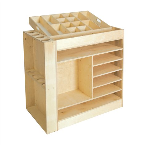 Dulap compartimentat pentru depozitare materiale de creatie, sertar superior detasabil, gradinita si scoala - poza 1