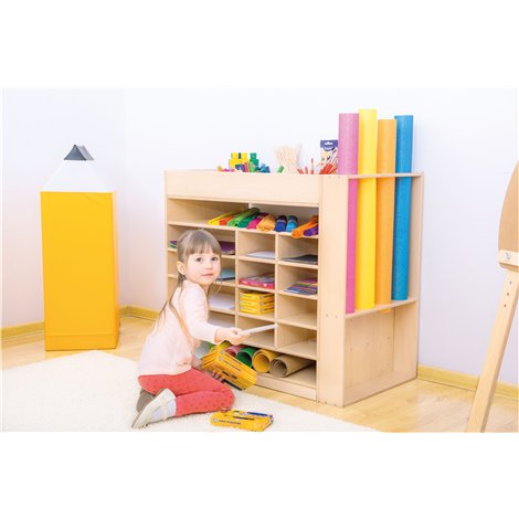 Dulap compartimentat pentru depozitare materiale de creatie, sertar superior detasabil, gradinita si scoala - poza 2