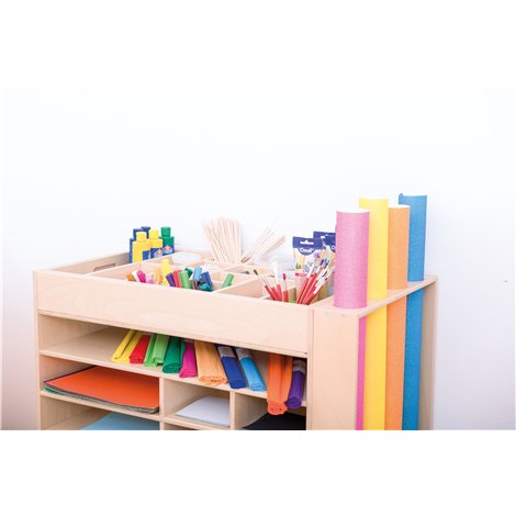 Dulap compartimentat pentru depozitare materiale de creatie, sertar superior detasabil, gradinita si scoala - poza 3