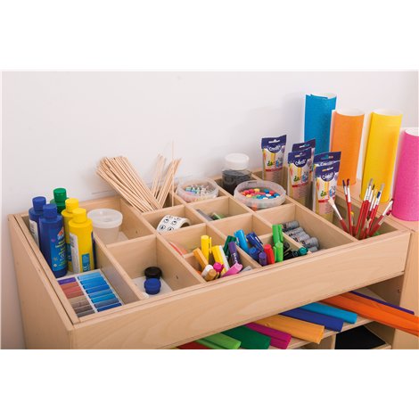Dulap compartimentat pentru depozitare materiale de creatie, sertar superior detasabil, gradinita si scoala - poza 4