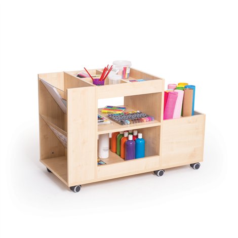 Dulap cu roti, compartimentat pentru depozitare materiale de creatie, artar, gradinita si scoala - poza 2