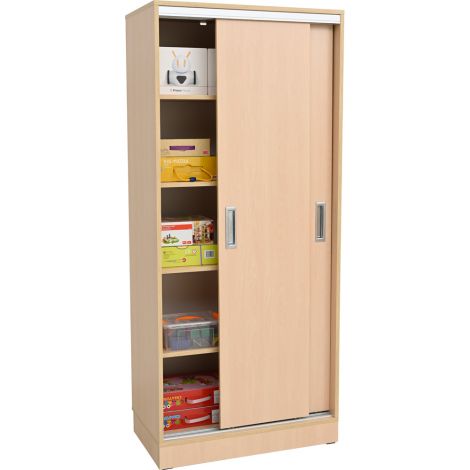 Dulap depozitare materiale educationale Grande, latime 100 cm, usi culisante, artar, gradinita si scoala - poza 5